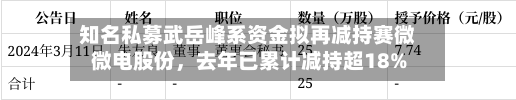 知名私募武岳峰系资金拟再减持赛微微电股份,去年已累计减持超18%